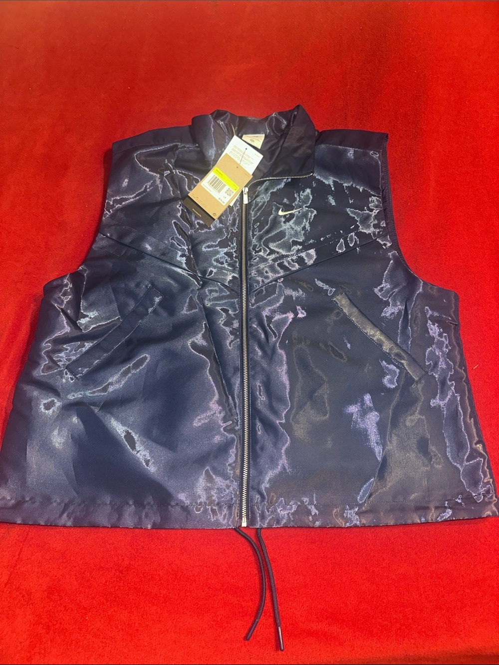Nike Navy Shiny Sleeveless Windbreaker Vest